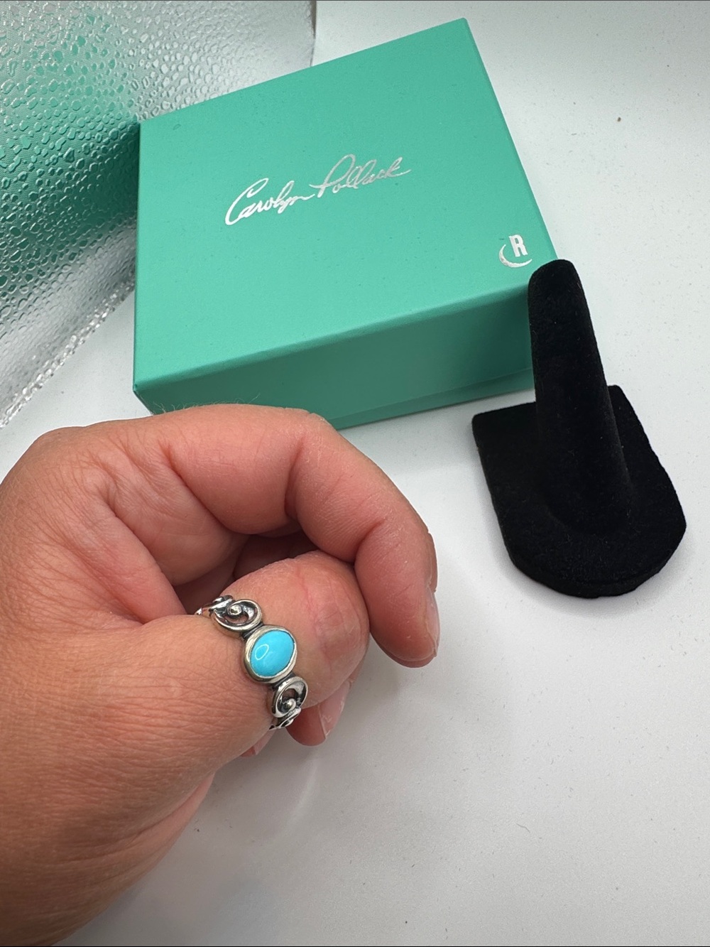 Carolyn Pollack Silver Ring with Turquoise Blue Stone - Picture 2 of 2